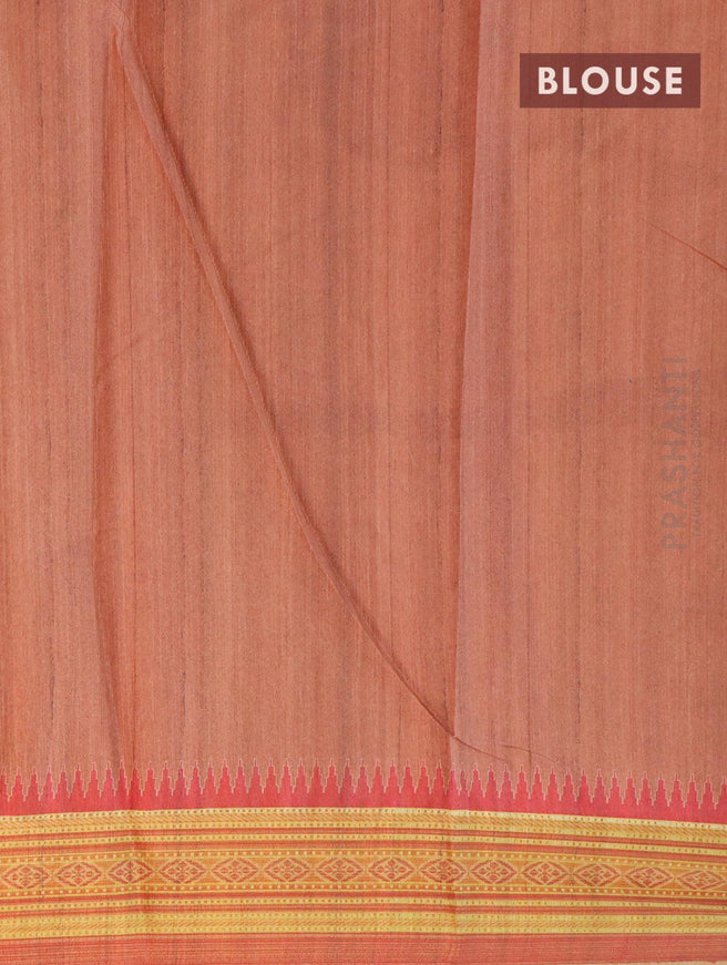 Semi tussar dupion saree rustic orange and red shade with floral butta prints and vidarbha style border - {{ collection.title }} by Prashanti Sarees