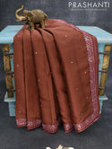 Semi tussar saree brown shade with embroidery work - {{ collection.title }} by Prashanti Sarees