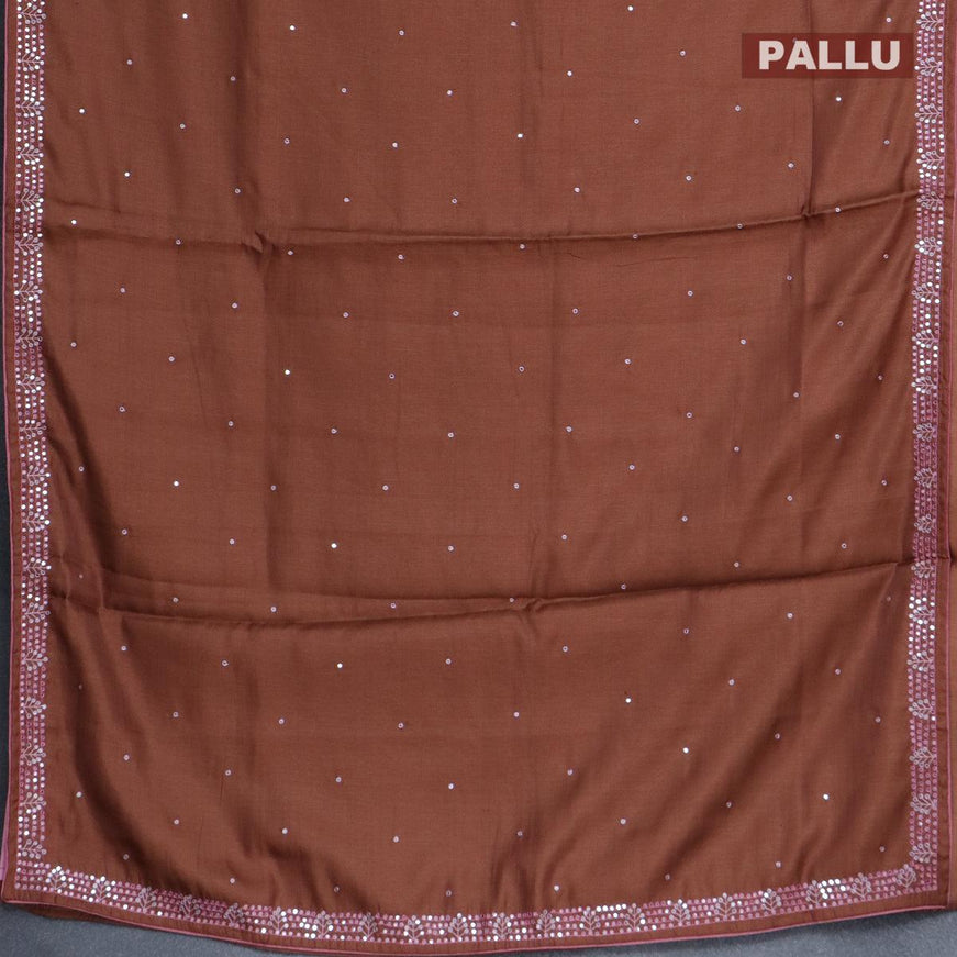 Semi tussar saree brown shade with embroidery work - {{ collection.title }} by Prashanti Sarees