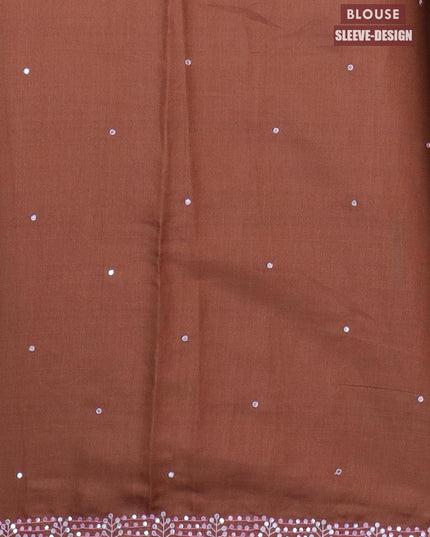 Semi tussar saree brown shade with embroidery work - {{ collection.title }} by Prashanti Sarees