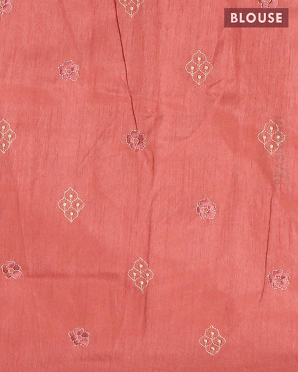 Semi tussar saree brown with allover floral prints and embroidery work border - {{ collection.title }} by Prashanti Sarees