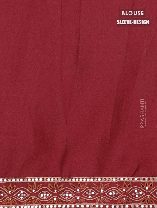 Semi tussar saree deep maroon with embroidery work - {{ collection.title }} by Prashanti Sarees