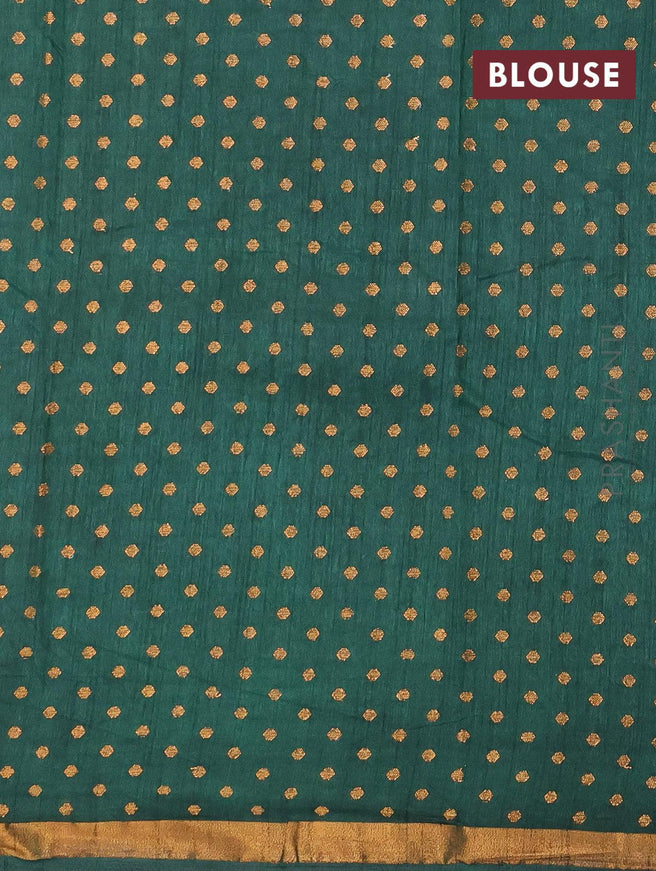 Semi tussar saree green with allover prints and zari woven border - {{ collection.title }} by Prashanti Sarees
