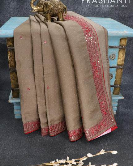 Semi tussar saree grey shade with embroidery work - {{ collection.title }} by Prashanti Sarees