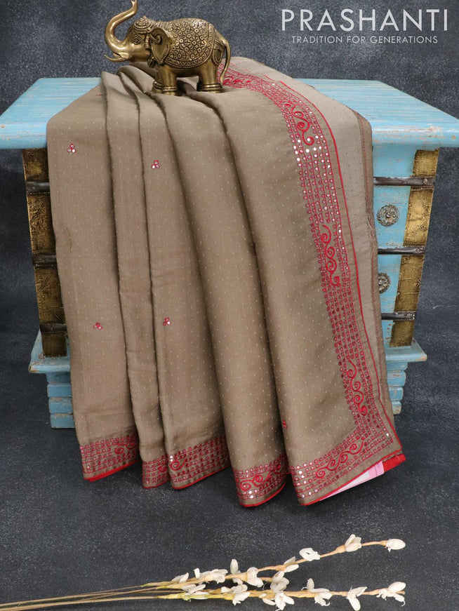 Semi tussar saree grey shade with embroidery work - {{ collection.title }} by Prashanti Sarees