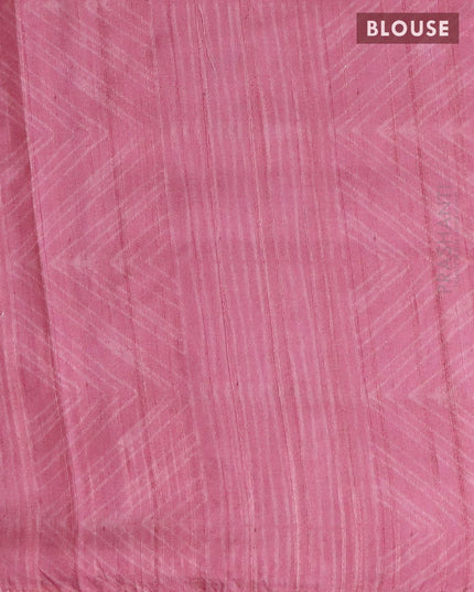 Semi tussar saree mamagenta pink with allover kalamkari prints and embroidery work border - {{ collection.title }} by Prashanti Sarees