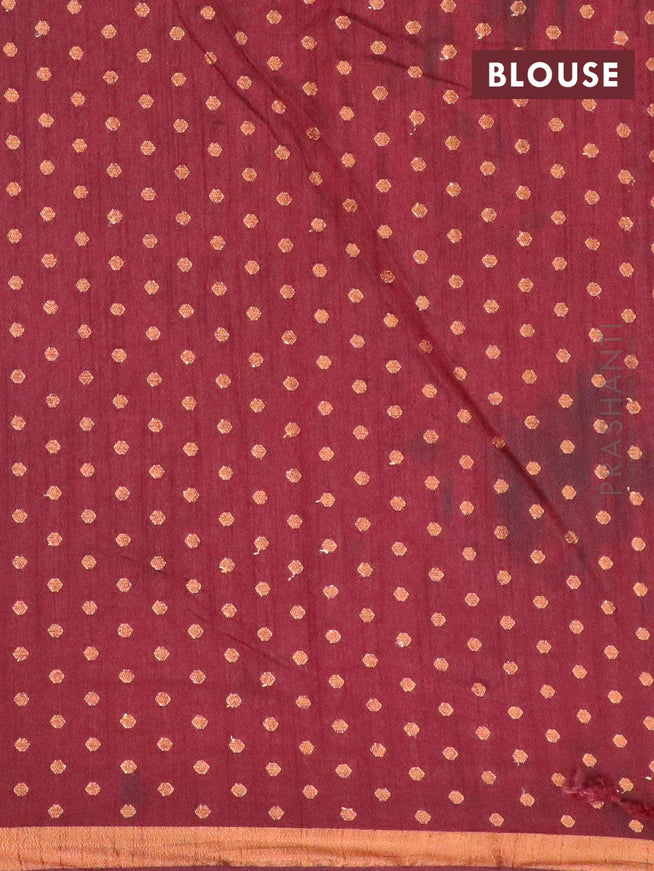 Semi tussar saree maroon with allover prints and zari woven border - {{ collection.title }} by Prashanti Sarees