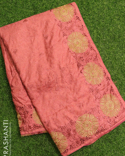 Semi tussar saree mauve pink with embroidery and cut work - {{ collection.title }} by Prashanti Sarees