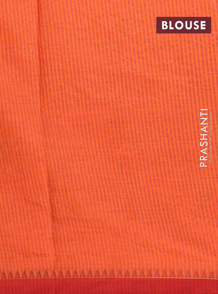 Semi tussar saree orange and maroon with allover embroidery work and simple border - {{ collection.title }} by Prashanti Sarees