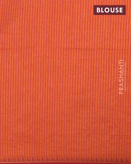 Semi tussar saree orange and rustic orange with embroidery work and simple border - {{ collection.title }} by Prashanti Sarees