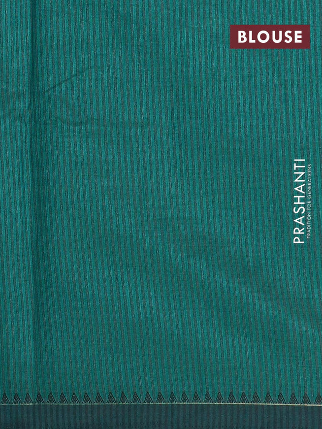 Semi tussar saree teal blue and peacock green with allover embroidery work and simple border - {{ collection.title }} by Prashanti Sarees