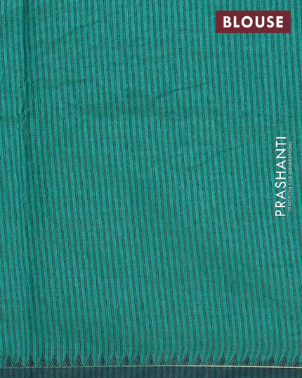 Semi tussar saree teal blue and peacock green with embroidery work and simple border - {{ collection.title }} by Prashanti Sarees