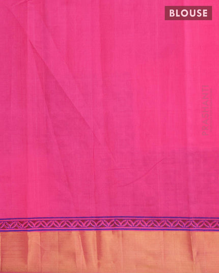 Silk cotton block printed saree pink with allover prints and zari woven border - {{ collection.title }} by Prashanti Sarees