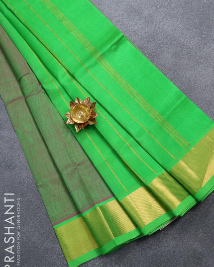 Silk cotton saree dual shade of pinkish green with plain body and zari woven border - {{ collection.title }} by Prashanti Sarees