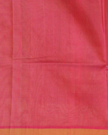 Silk Cotton saree green and pink with hand embroidery and golden zari border - {{ collection.title }} by Prashanti Sarees