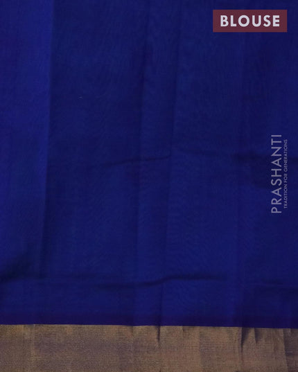 Silk cotton saree light blue and blue with annam & paisley thread woven buttas and zari woven border - {{ collection.title }} by Prashanti Sarees