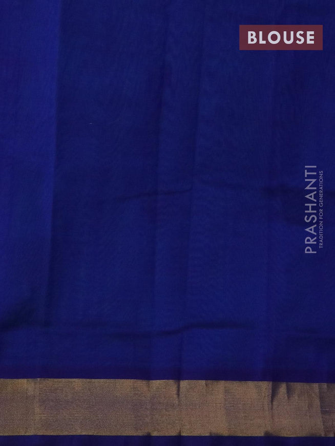 Silk cotton saree light blue and blue with annam & paisley thread woven buttas and zari woven border - {{ collection.title }} by Prashanti Sarees