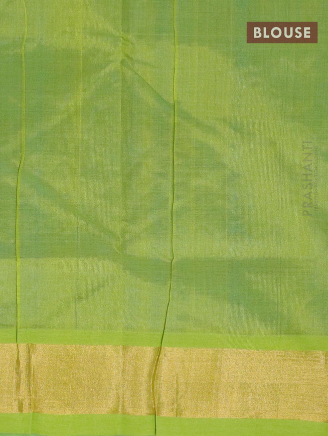 Silk cotton saree light blue and light green with thread woven annam buttas and zari woven border - {{ collection.title }} by Prashanti Sarees