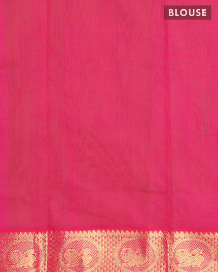 Silk cotton saree light green and pink with plain body and annam zari woven border Big border - {{ collection.title }} by Prashanti Sarees