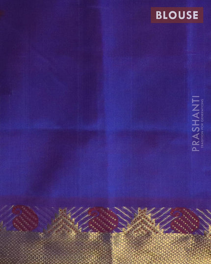 Silk cotton saree lime green and blue with allover paalum pazhamum checks & annam buttas and temple zari woven border - {{ collection.title }} by Prashanti Sarees
