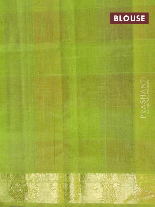 Silk cotton saree multi colour and light green with paalum pazhamum checks paisley buttas and annam zari woven border - {{ collection.title }} by Prashanti Sarees