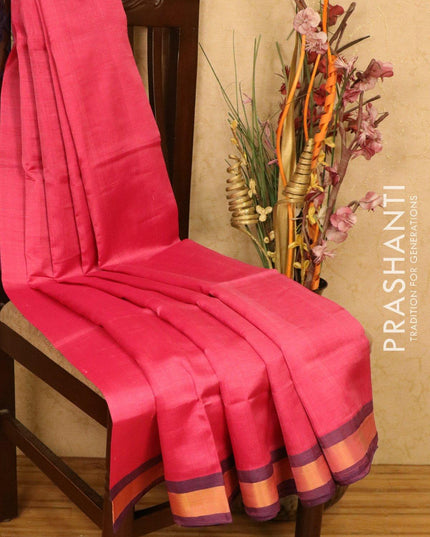 Silk cotton saree pink and blue with zari woven border and embroidered blouse - {{ collection.title }} by Prashanti Sarees