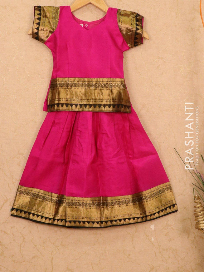 Silk kids lehanga pink and black with zari woven border for 4 years - {{ collection.title }} by Prashanti Sarees