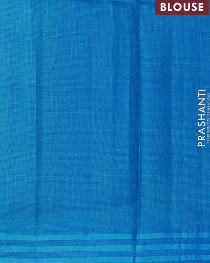 Silk kota saree cs blue with allover kalamkari prints and simple border - {{ collection.title }} by Prashanti Sarees