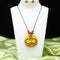 Teracotta necklace hand painted with yellow round shape pendant - {{ collection.title }} by Prashanti Sarees