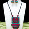 Teracotta necklace with red and blue pendant - {{ collection.title }} by Prashanti Sarees