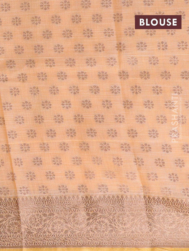 Tissue linen saree pale orange with thread woven buttas and thread woven border - {{ collection.title }} by Prashanti Sarees