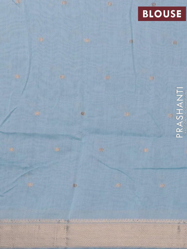 Viscose saree blue shade with allover embroidery work & zari buttas and zari woven border - {{ collection.title }} by Prashanti Sarees