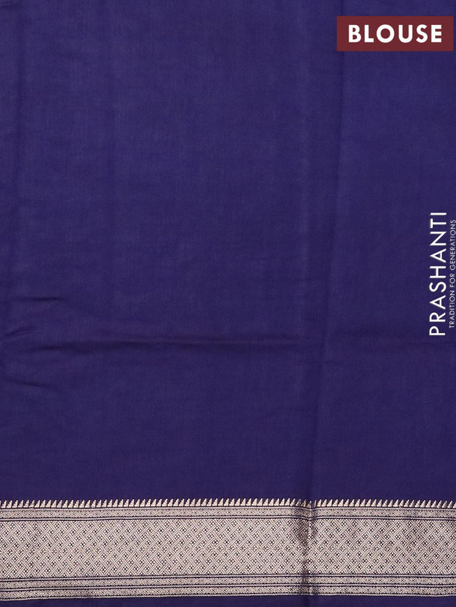 Viscose saree blue with allover floral embroidery work and zari woven border - {{ collection.title }} by Prashanti Sarees