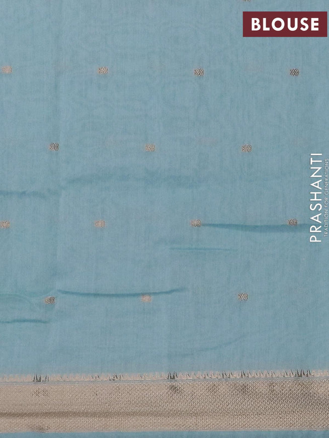 Viscose saree light blue with allover embroidery work & zari buttas and zari woven border - {{ collection.title }} by Prashanti Sarees