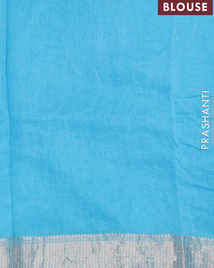 Viscose saree light blue with allover embroidery work and zari woven border - {{ collection.title }} by Prashanti Sarees