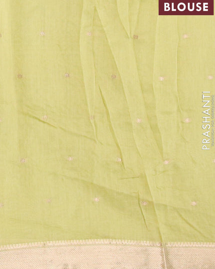 Viscose saree light green with embroided work & zari buttas and zari woven border - {{ collection.title }} by Prashanti Sarees