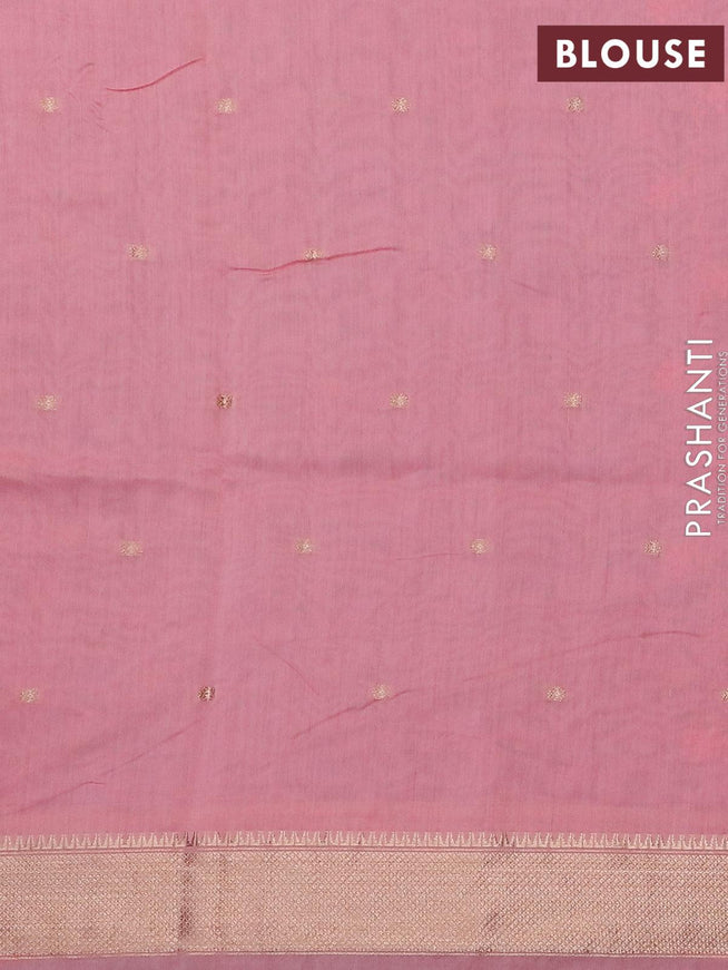 Viscose saree light pink with allover embroidery work & zari buttas and zari woven border - {{ collection.title }} by Prashanti Sarees