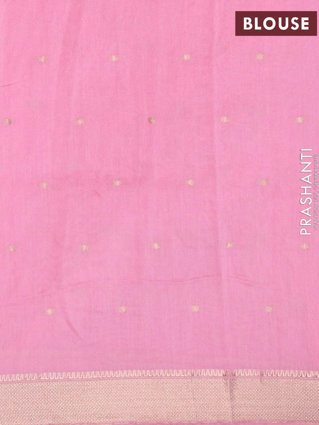 Viscose saree light pink with embroided work & zari buttas and zari woven border - {{ collection.title }} by Prashanti Sarees