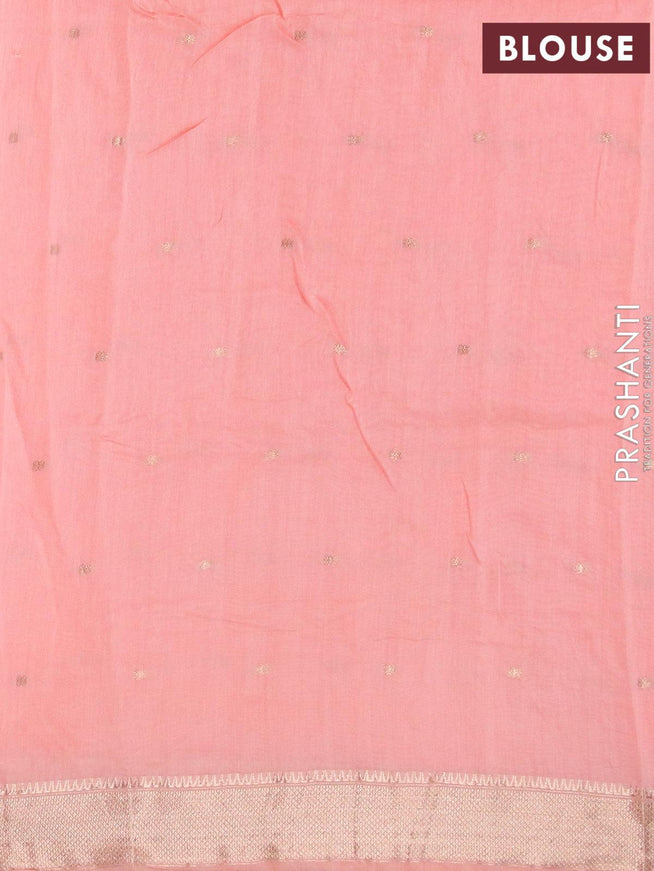Viscose saree peach shade with embroided work & zari buttas and zari woven border - {{ collection.title }} by Prashanti Sarees