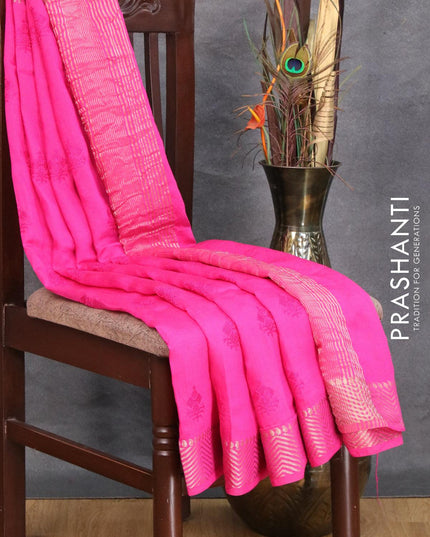 Viscose saree pink with embroided work buttas and zari woven border - {{ collection.title }} by Prashanti Sarees