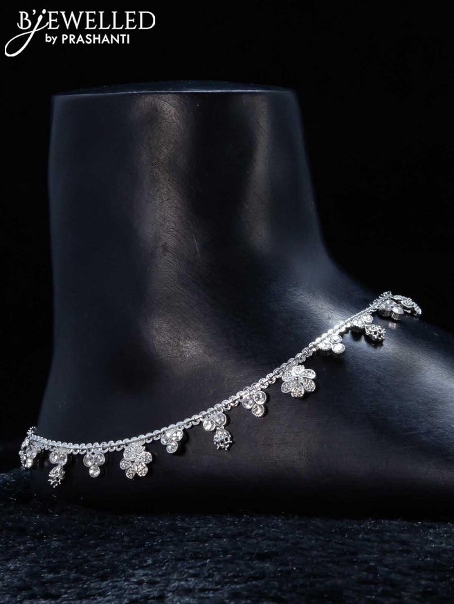 Zircon anklet floral design with cz stone - {{ collection.title }} by Prashanti Sarees