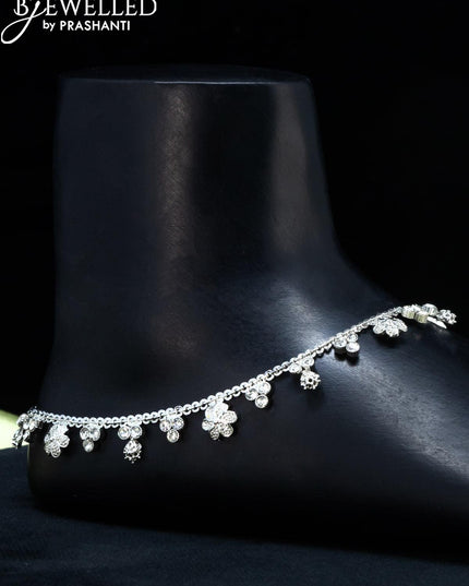 Zircon anklets floral design with cz stone - {{ collection.title }} by Prashanti Sarees