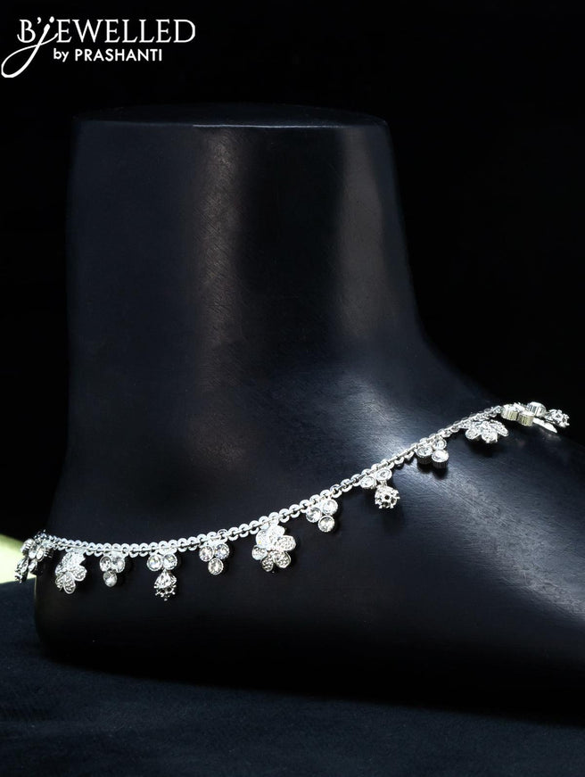 Zircon anklets floral design with cz stone - {{ collection.title }} by Prashanti Sarees