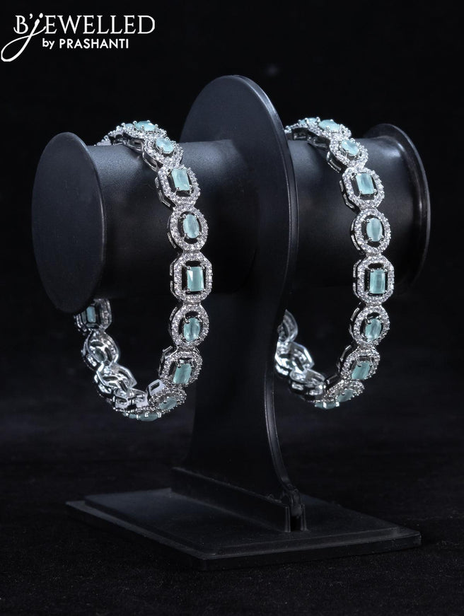 Zircon bangle with mint green and cz stones - {{ collection.title }} by Prashanti Sarees