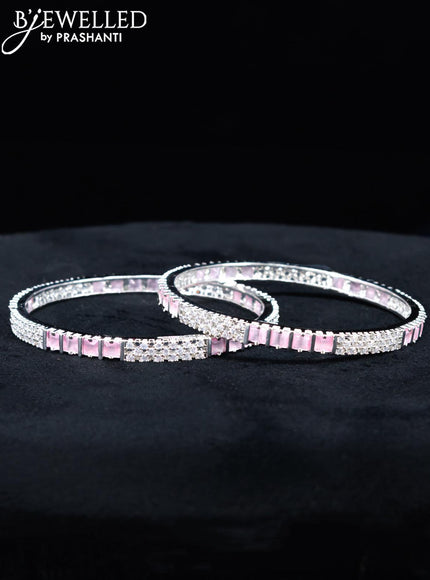 Zircon bangles with baby pink and cz stones - {{ collection.title }} by Prashanti Sarees