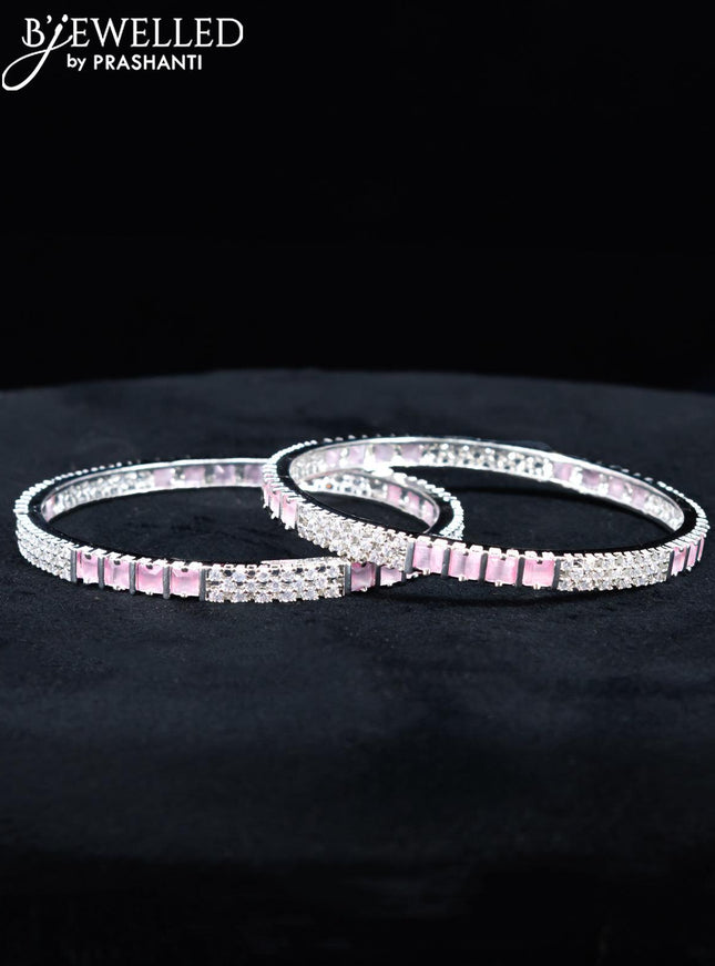 Zircon bangles with baby pink and cz stones - {{ collection.title }} by Prashanti Sarees