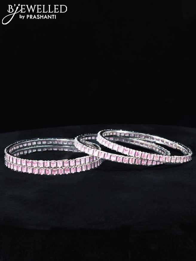 Zircon bangles with baby pink stones - {{ collection.title }} by Prashanti Sarees