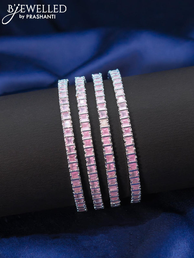Zircon bangles with baby pink stones - {{ collection.title }} by Prashanti Sarees