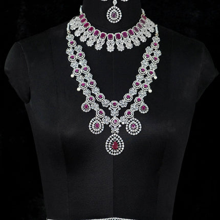 Zircon bridal set with ruby and cz stone - {{ collection.title }} by Prashanti Sarees