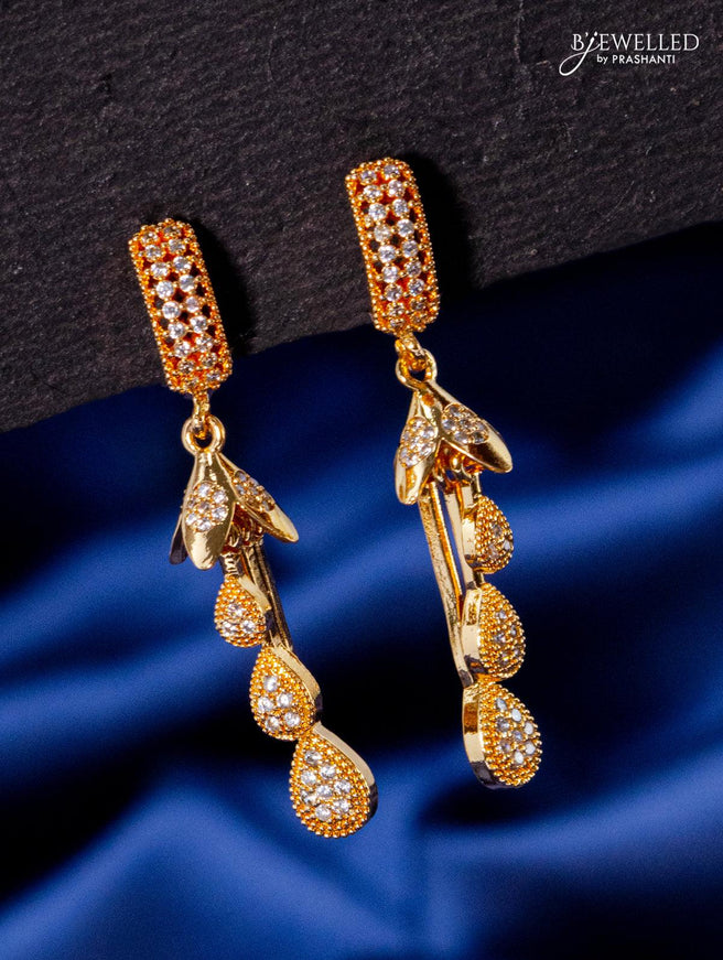 Zircon earring with cz stone in rose gold finish - {{ collection.title }} by Prashanti Sarees